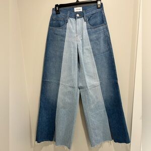 FRAME Paneled Two-tone High-rise Wide-leg Jeans
Women - Mid denim Denim